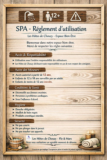 Afin de garantir la sécurité et le confort de tous, merci de respecter les règles suivantes