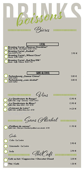 boissons sur place aux Hôtes de Chouzy